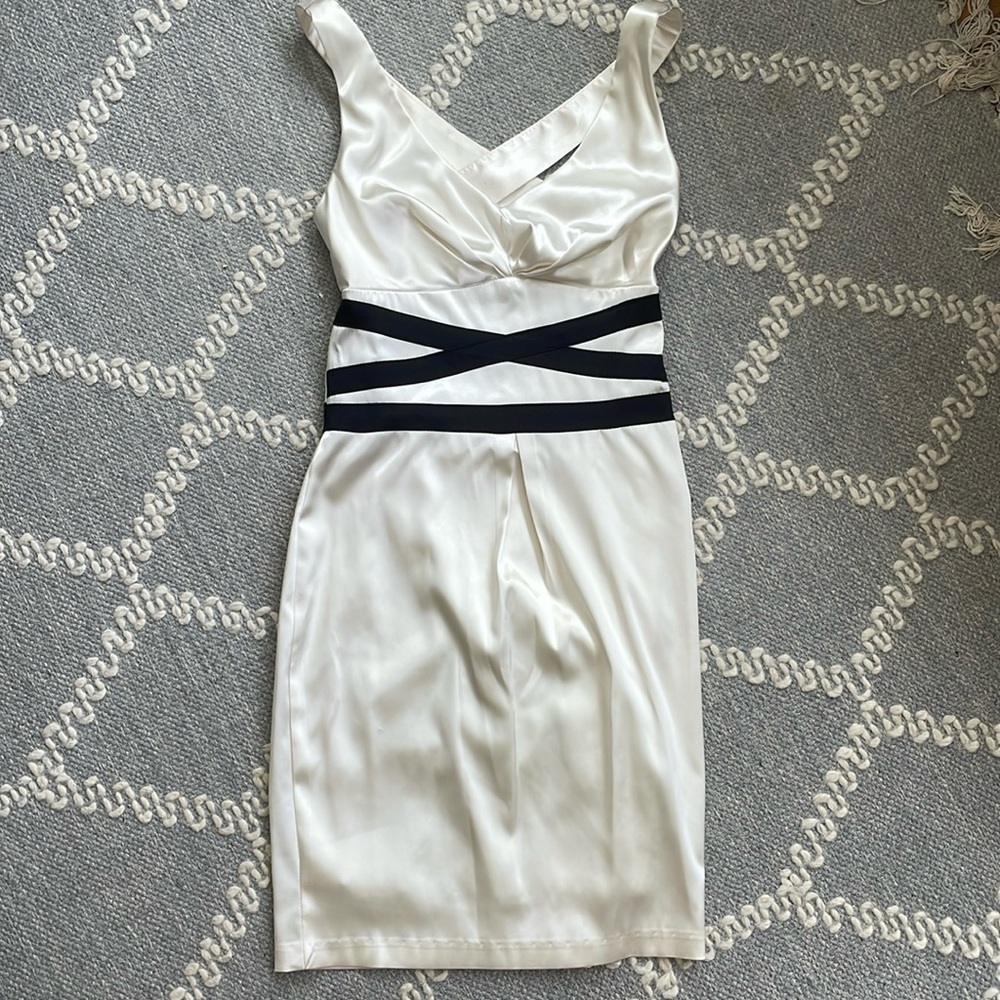 Cream and black satin dress